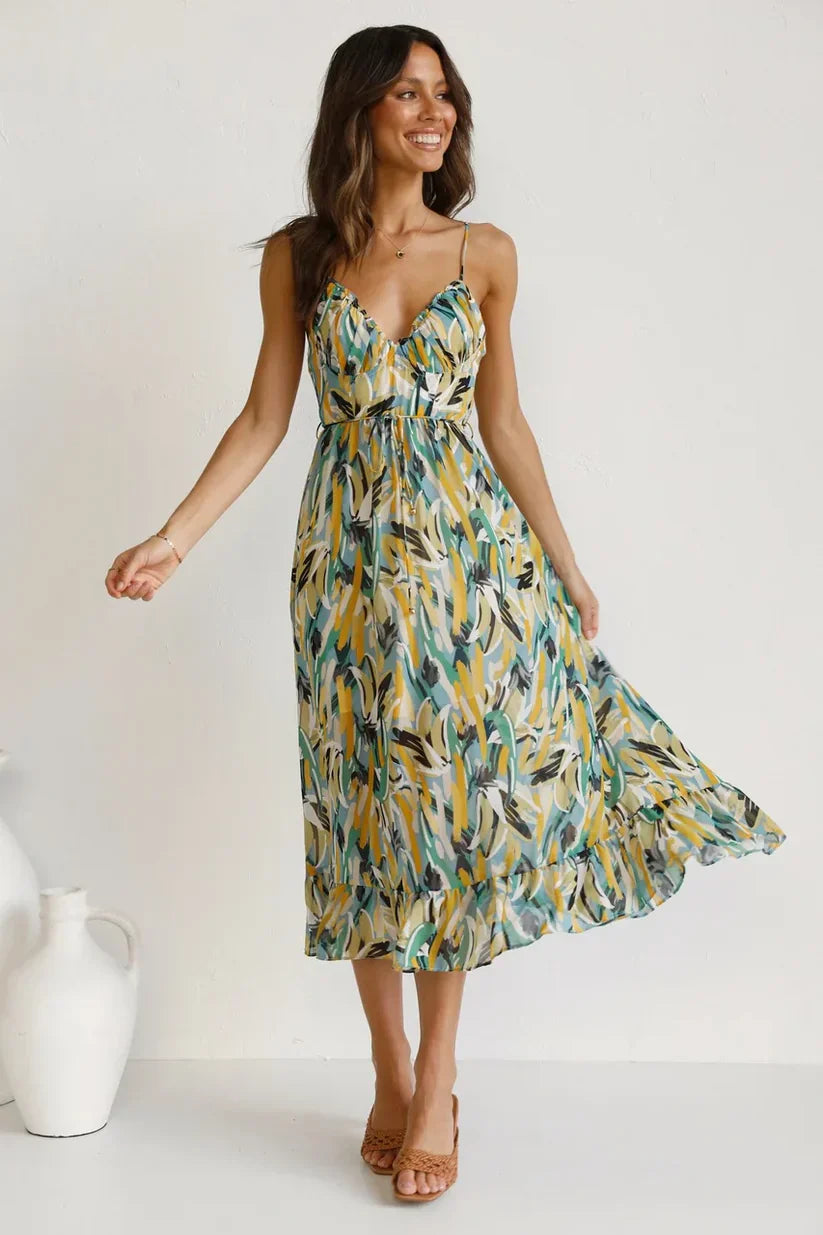 Levoire | Robe À Bretelles Spaghetti Pour Femmes Turquoise