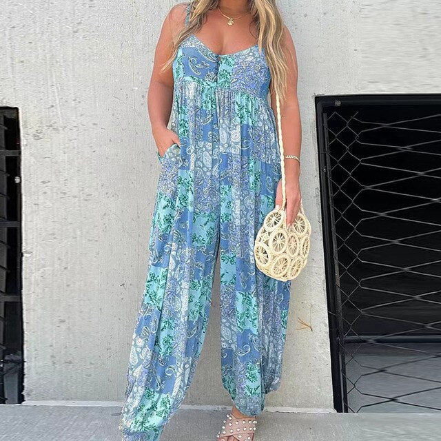 Levoire | Romper À Encolure Droite À Taille Lâche Bleu