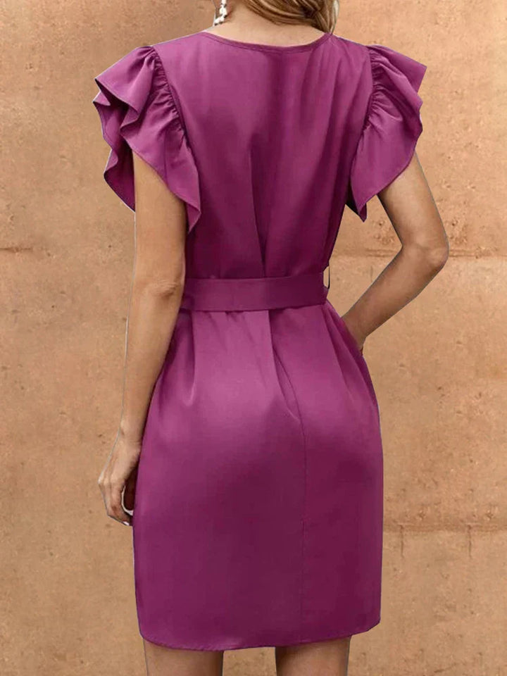Levoire | Robe midi violette avec manches bulles