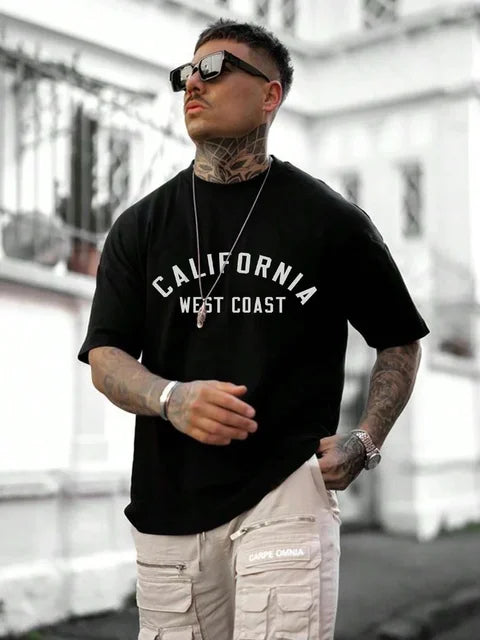 Levoire | T-Shirt Graphique Californie Decontracte Hommes Zwart
