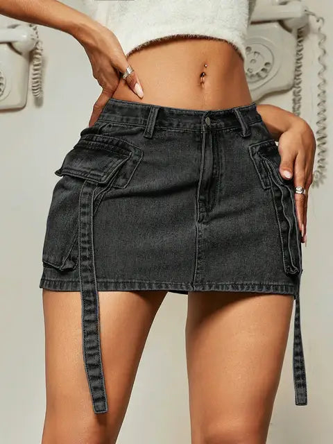 Levoire | Jupe en denim mini Noir