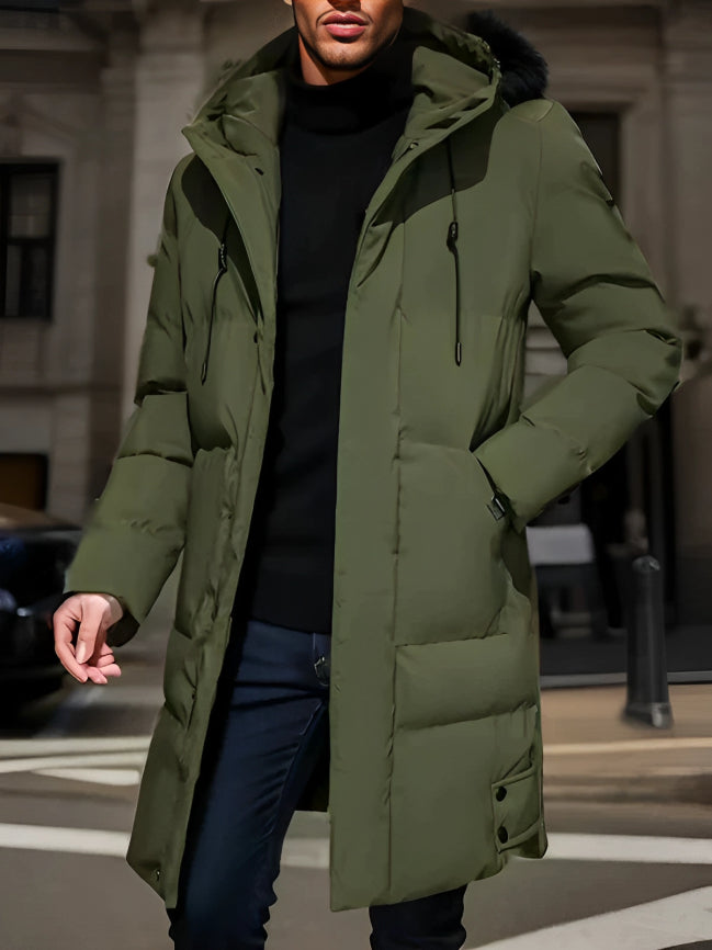 Levoire | Manteau Plus Élégant Plus Long vert armée