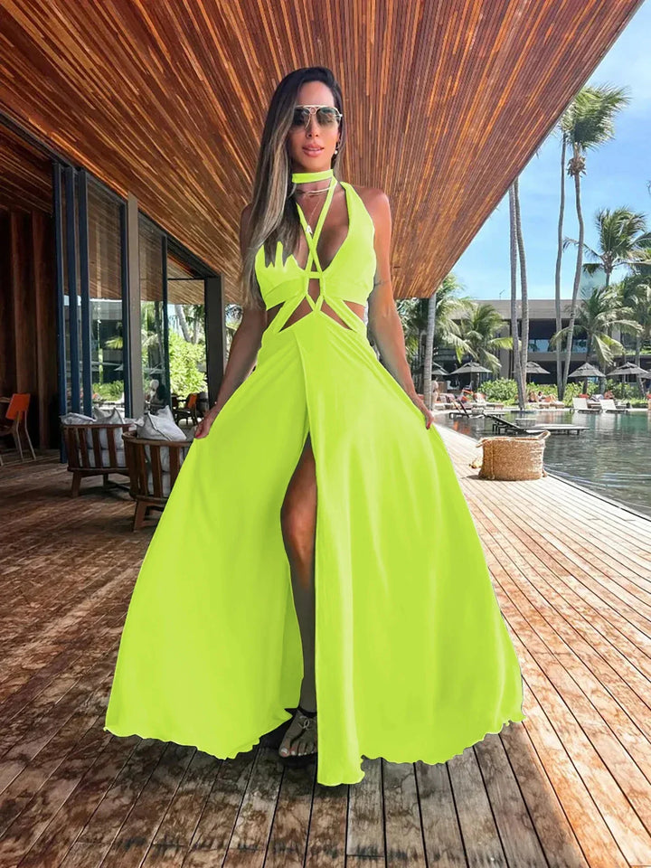 Levoire | Robe Longue À Fente Haute Sans Dos Knappert Jaune