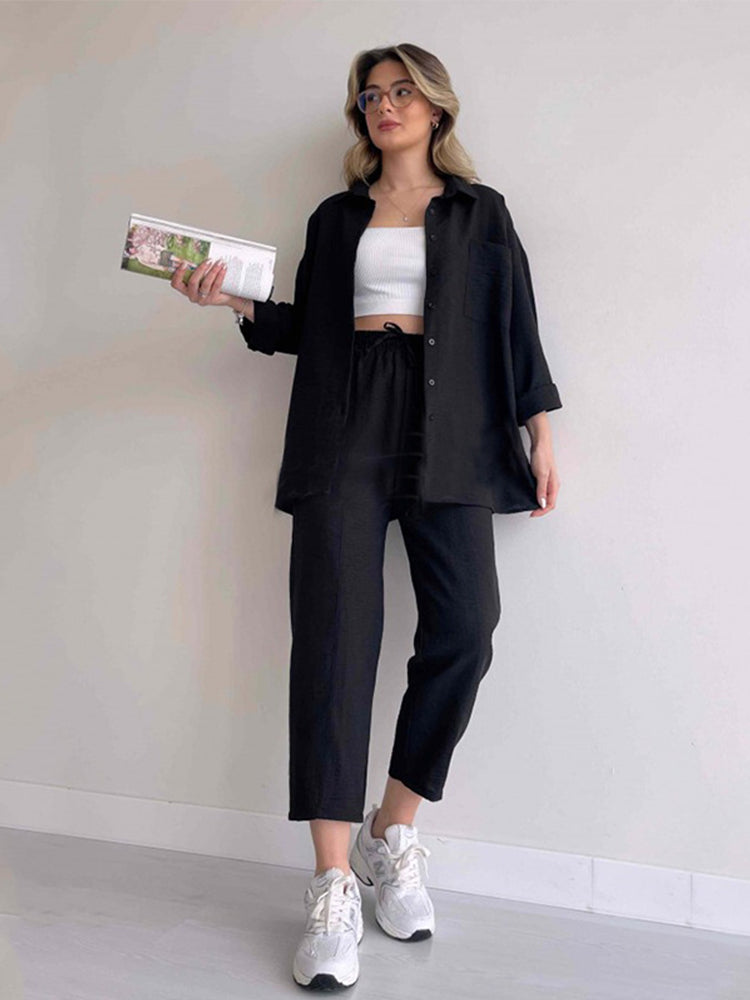 Levoire | Ensemble Chemise Et Pantalon Noir