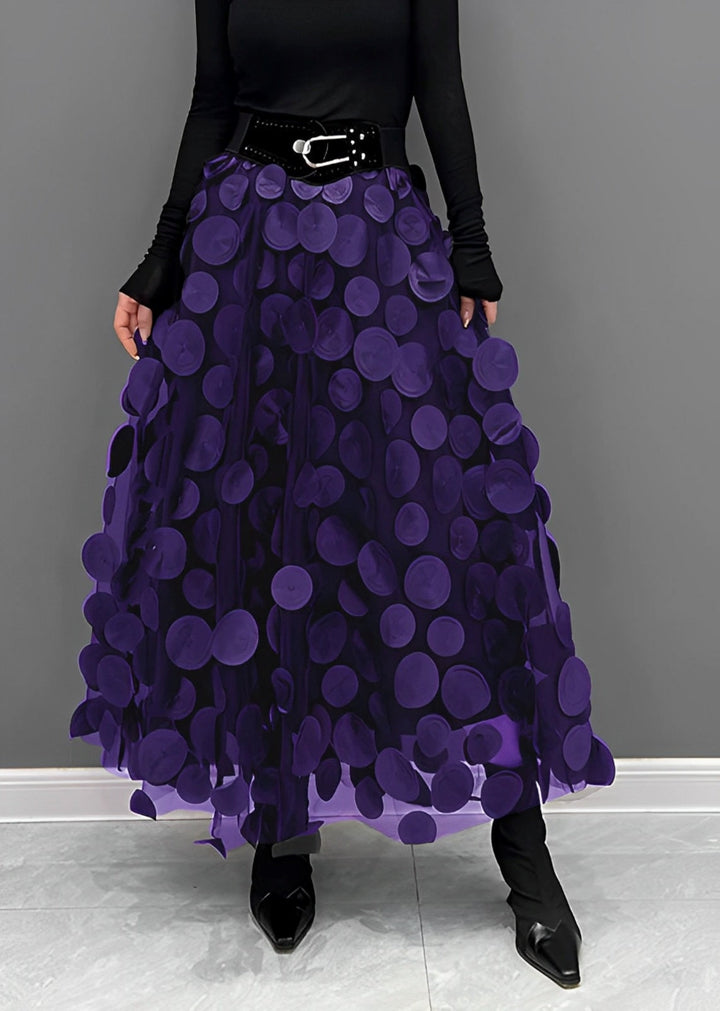 Levoire | Jupe À Pois Noirs Lilas Une taille (tour de taille 76 cm)