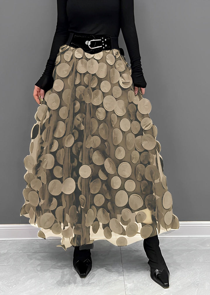 Levoire | Jupe À Pois Noirs Khaki Une taille (tour de taille 76 cm)