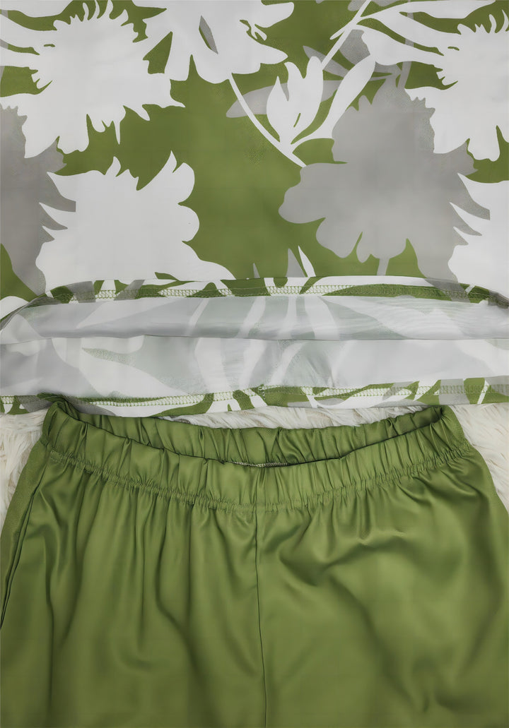 Levoire | Robe Imprimé Vert Manches 3 4