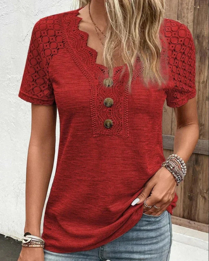 Levoire | Allure Élégante T-Shirt En Dentelle Rot