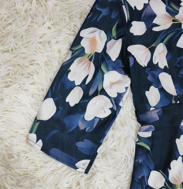 Levoire | Imprimé De Tulipes Fleuries Robe Midi Flottante Pour Femmes