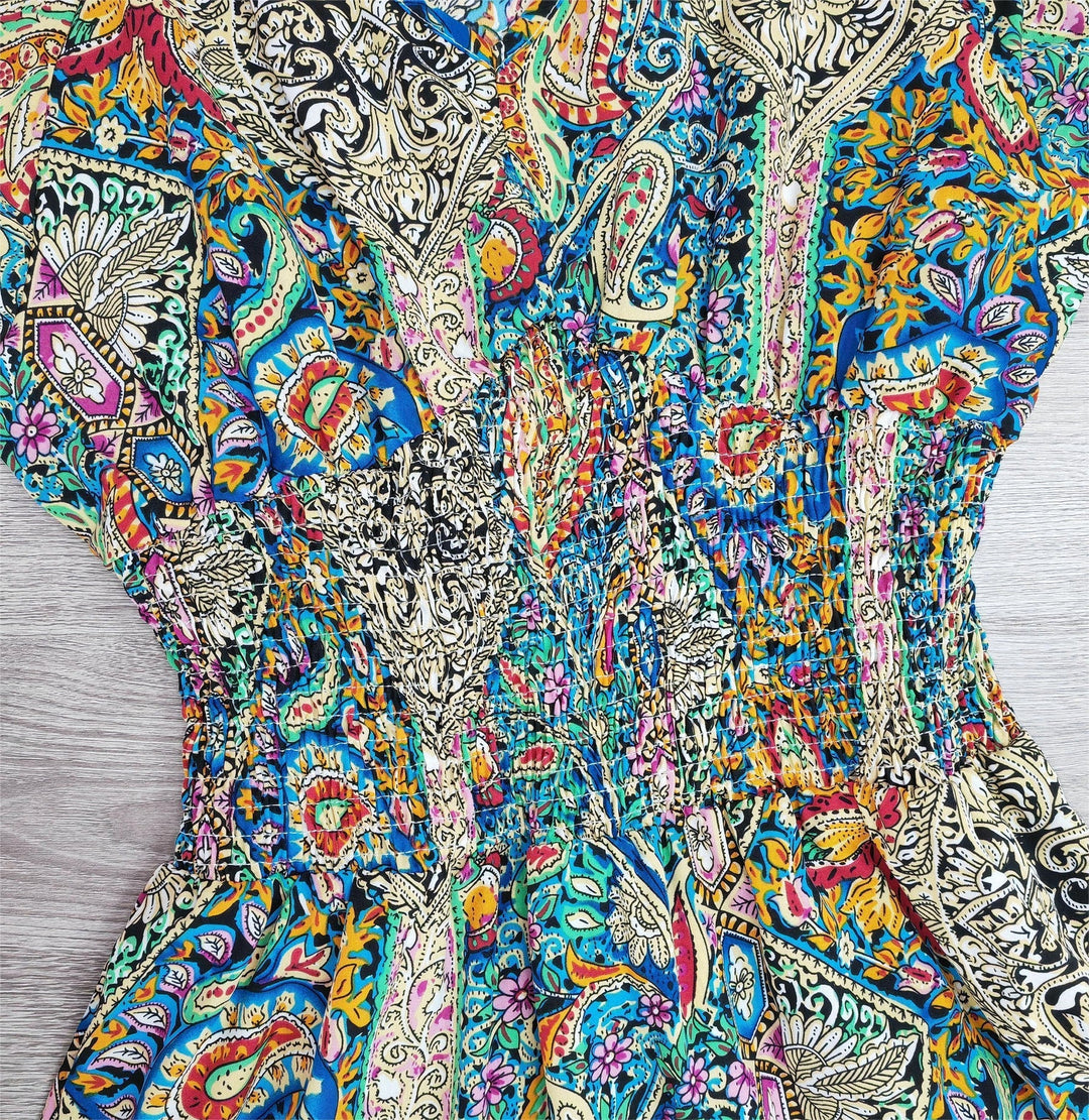 Levoire | Robe Maxi Avec Imprimé Vibrant Et Manches Courtes