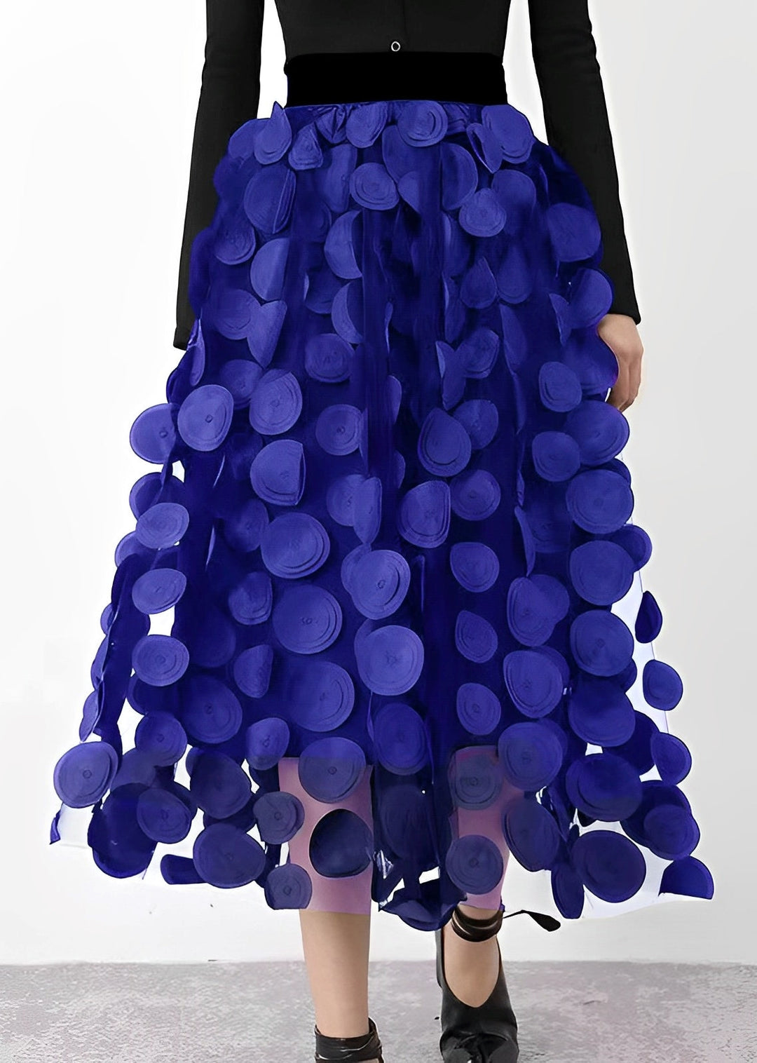Levoire | Jupe À Pois Noirs Bleu Une taille (tour de taille 76 cm)