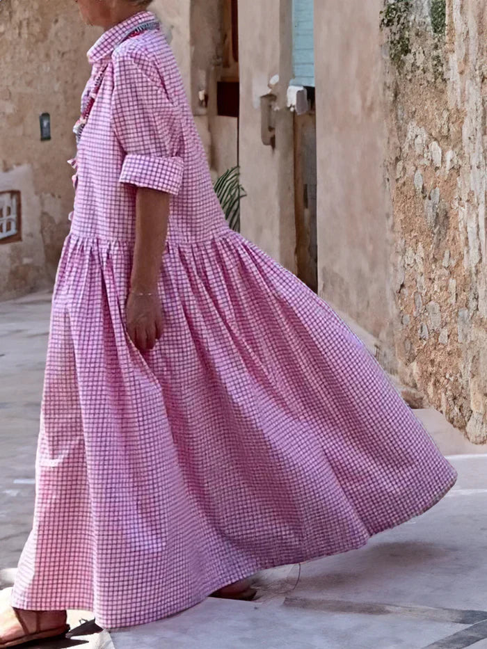 Levoire | Robe longue à manches longues en patchwork pour femmes
