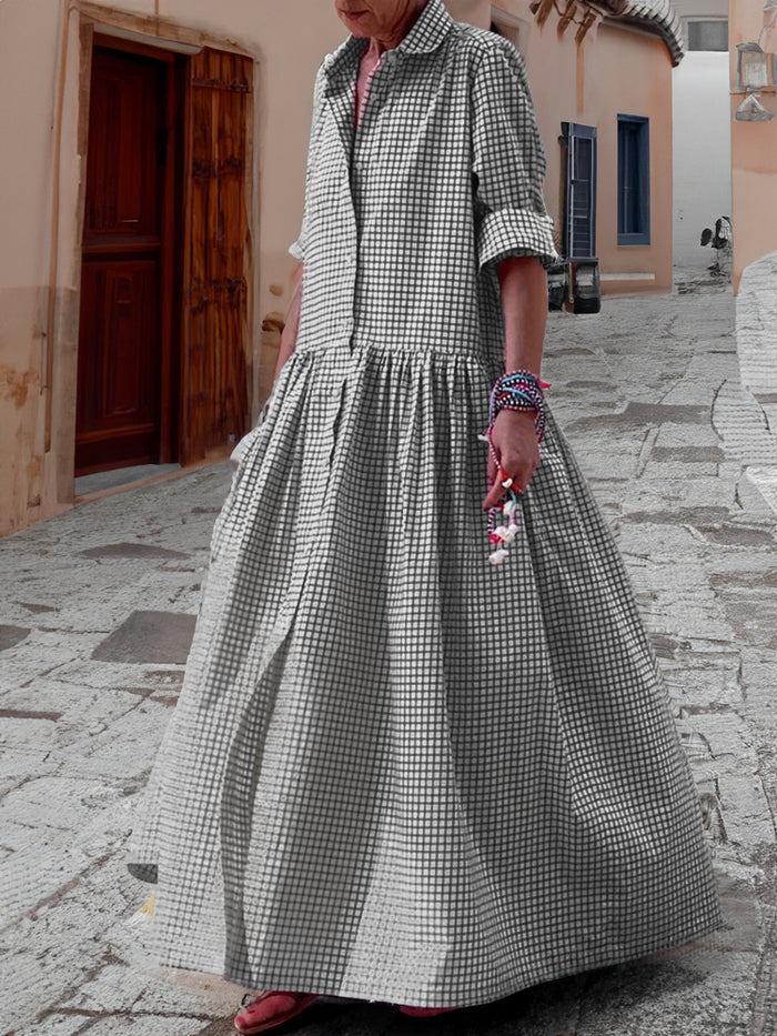 Levoire | Robe longue à manches longues en patchwork pour femmes Noir