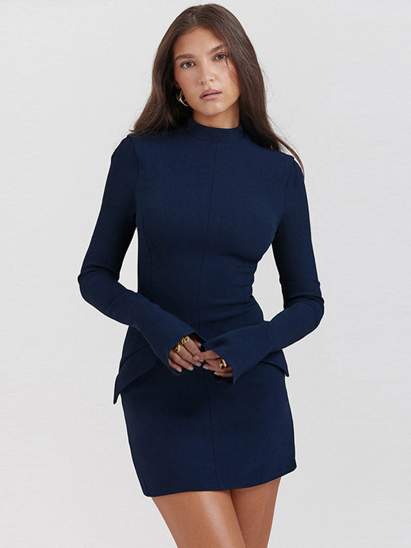 Levoire | Élégant et confortable robe à col montant Bleu