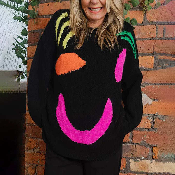Levoire | En Tricot Décontracté Smiley Noir