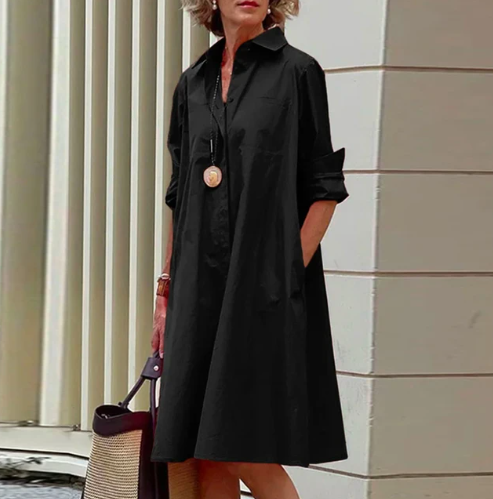 Levoire | Robe chemise unie pour femme Noir
