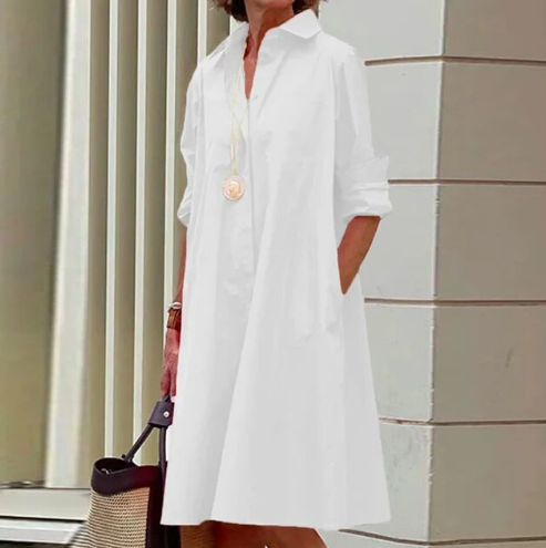 Levoire | Robe chemise unie pour femme Blanco