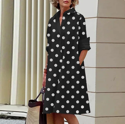 Levoire | Robe chemise unie pour femme Noir et blanc