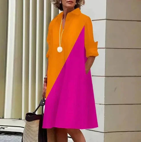 Levoire | Robe Chemise Pour Femmes Jaune-rouge
