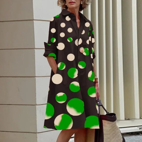 Levoire | Robe chemise unie pour femme Verde-negro