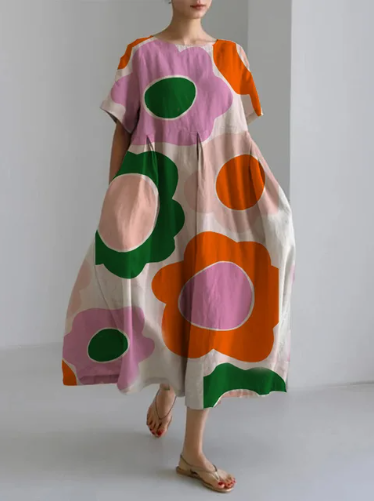 Levoire | Robe Élégante Avec Un Motif Floral Surdimensionné Multicolore