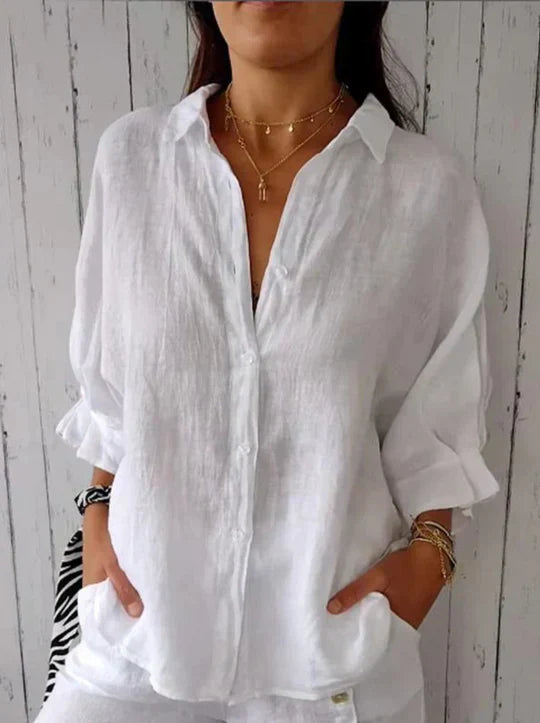 Levoire | Blouse D'Été Corail Blanc