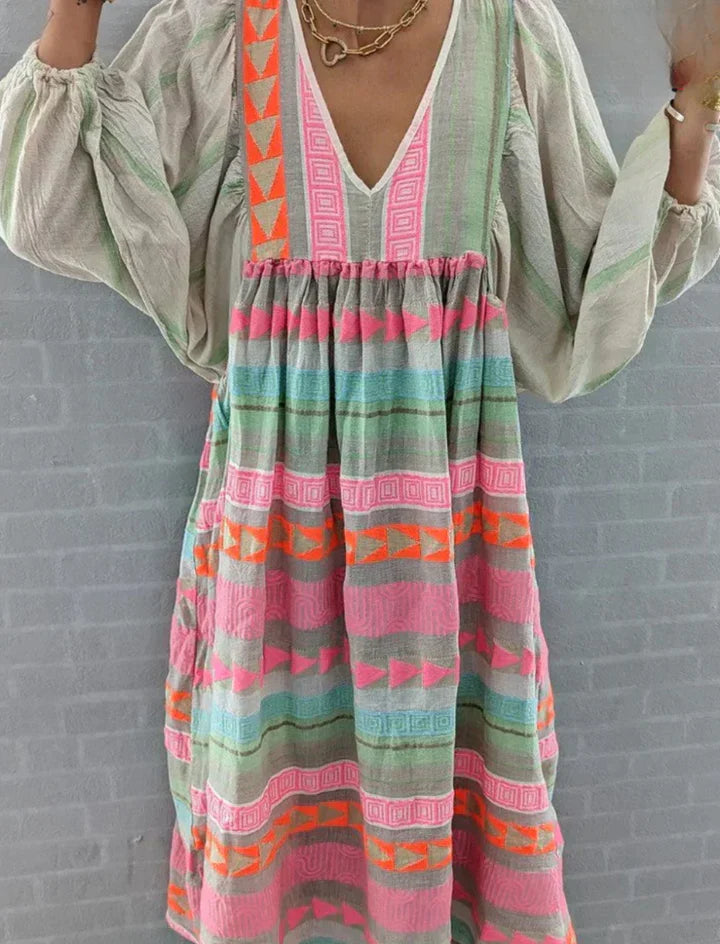 Levoire | Robe Maxi Colorée À Motifs Géométriques