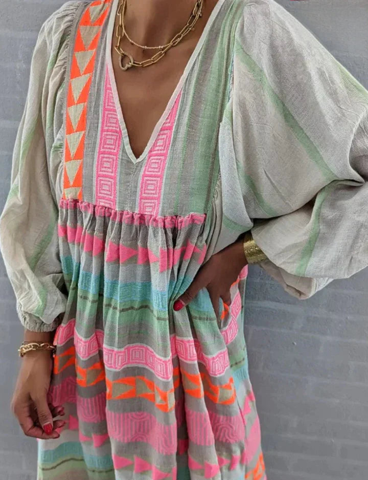Levoire | Robe Maxi Colorée À Motifs Géométriques