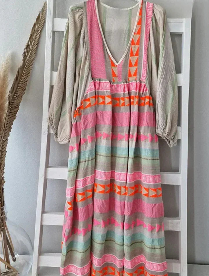 Levoire | Robe Maxi Colorée À Motifs Géométriques