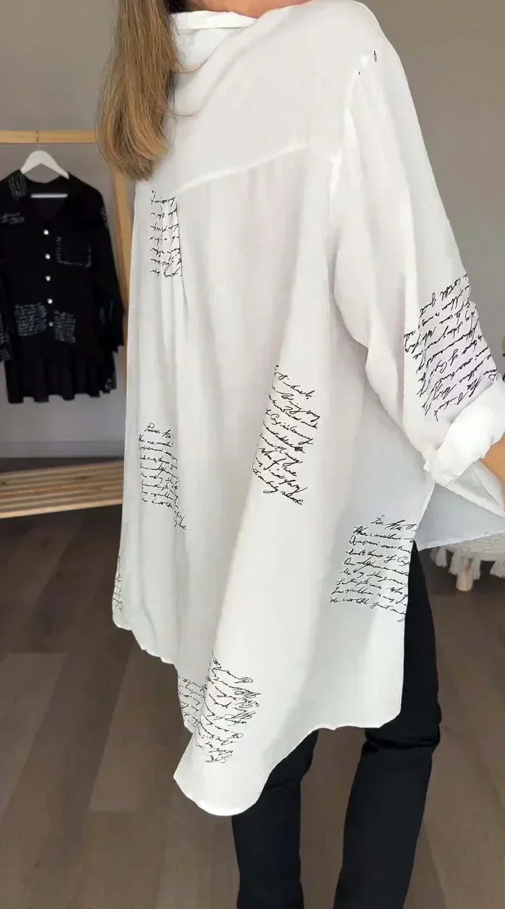 Levoire | Chemise Écrue Avec Impression Manuscrite