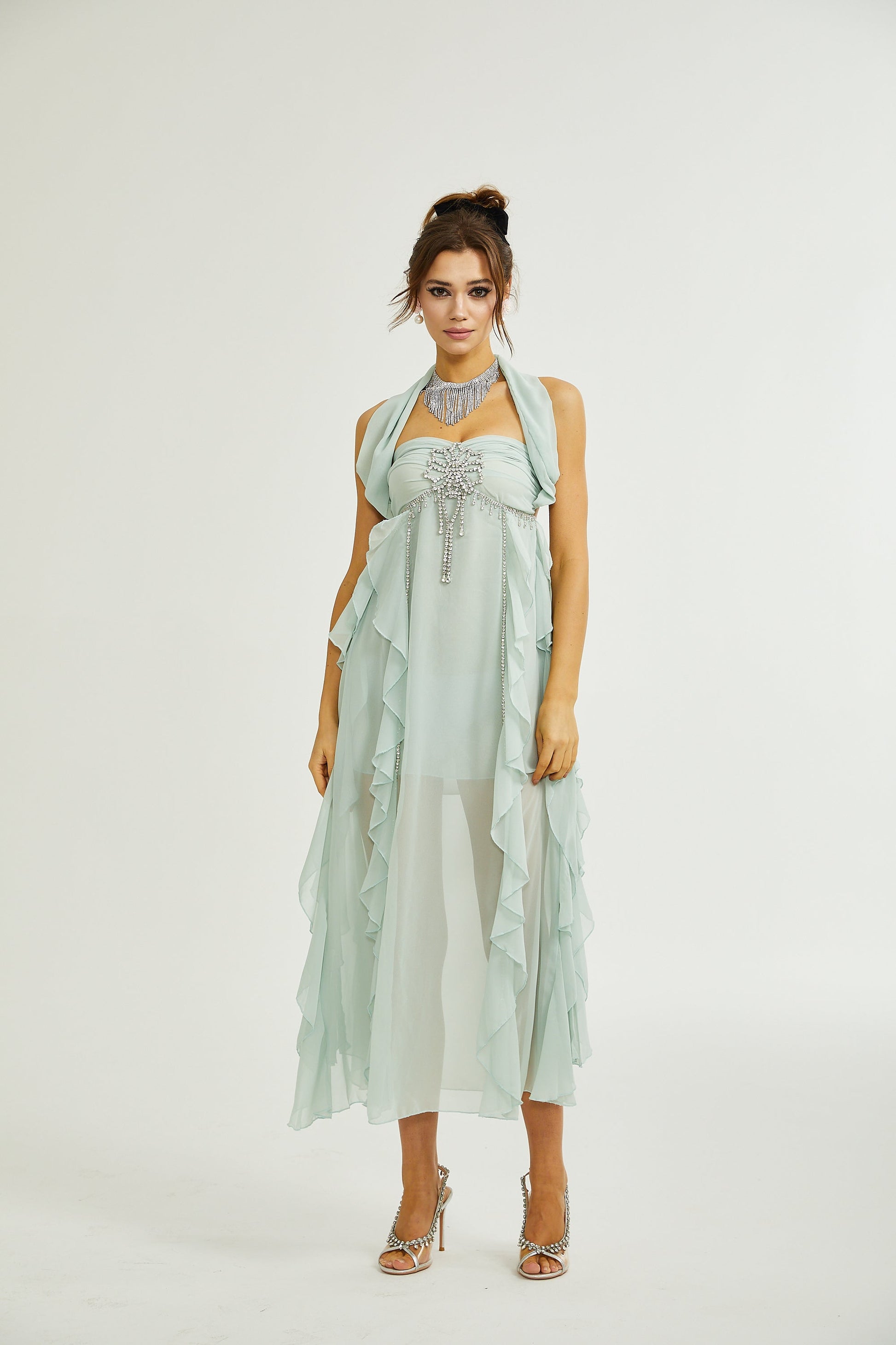 Levoire | Robe Midi À Volants Décorés