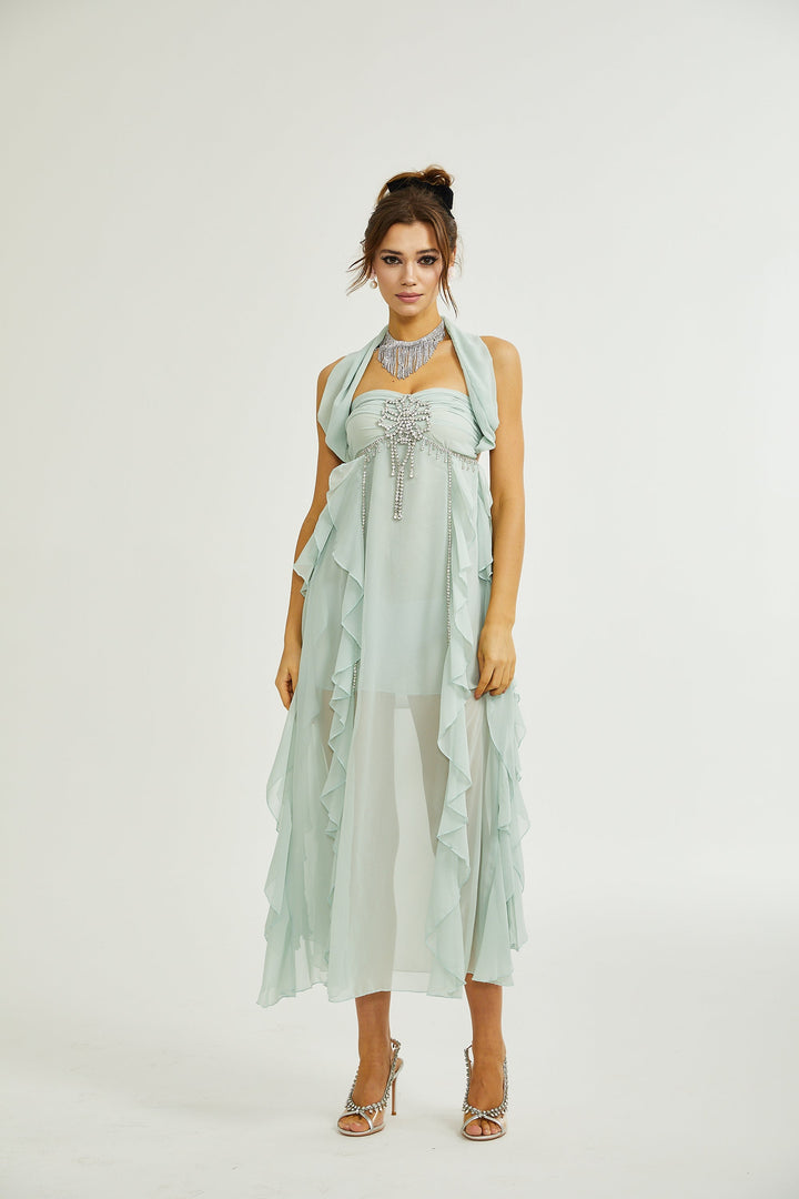 Levoire | Robe Midi À Volants Décorés