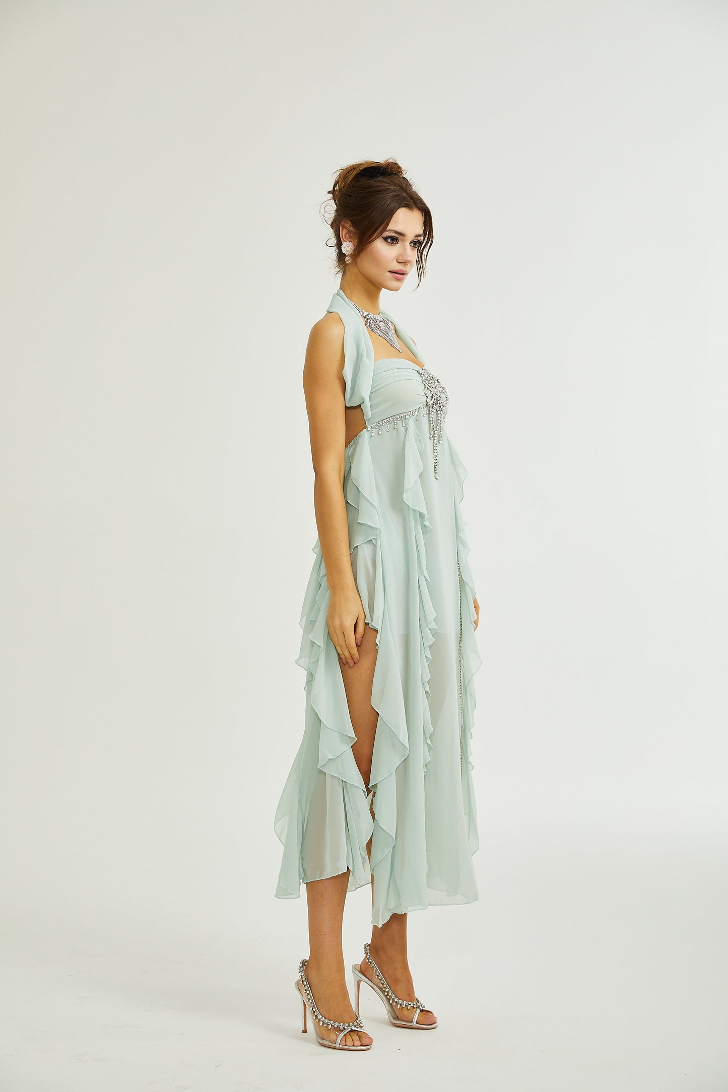 Levoire | Robe Midi À Volants Décorés