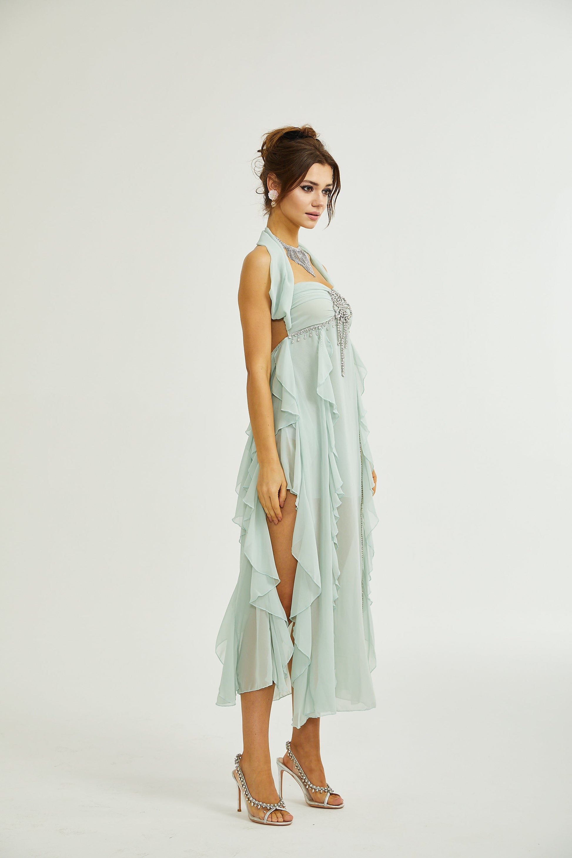 Levoire | Robe Midi À Volants Décorés