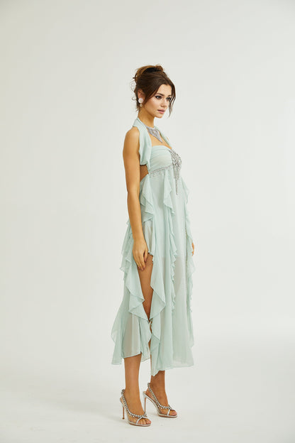 Levoire | Robe Midi À Volants Décorés