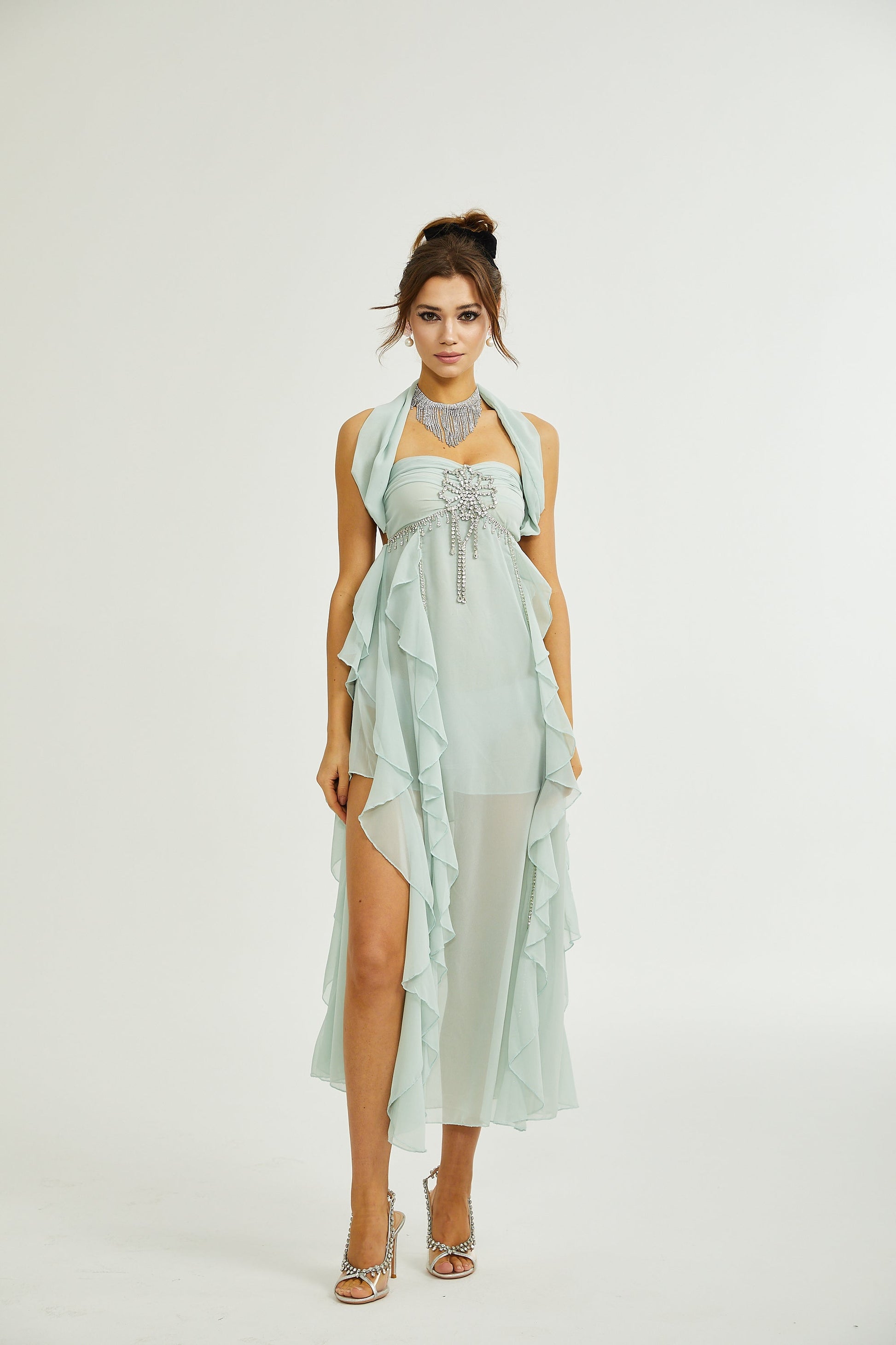 Levoire | Robe Midi À Volants Décorés