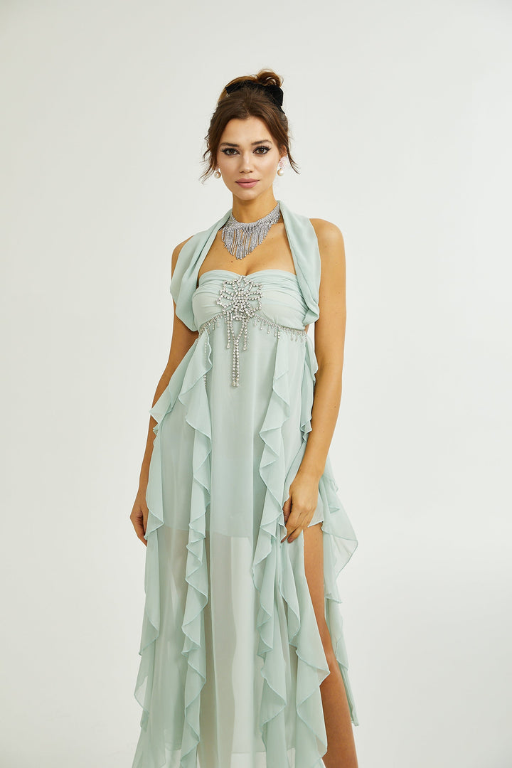 Levoire | Robe Midi À Volants Décorés