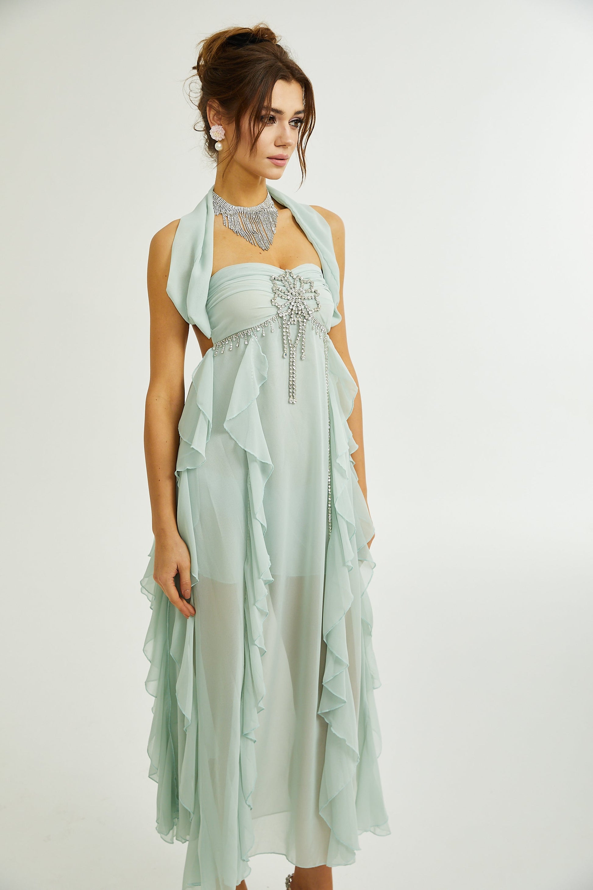 Levoire | Robe Midi À Volants Décorés