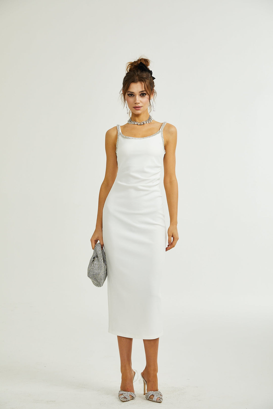 Levoire | Robe Midi Brodée De Cristaux