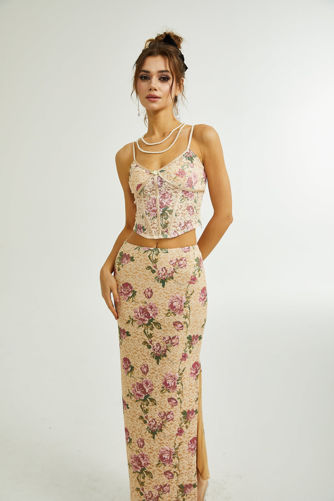 Levoire | Haut De Gilet Imprimé Floral & Ensemble De Jupe Assorti
