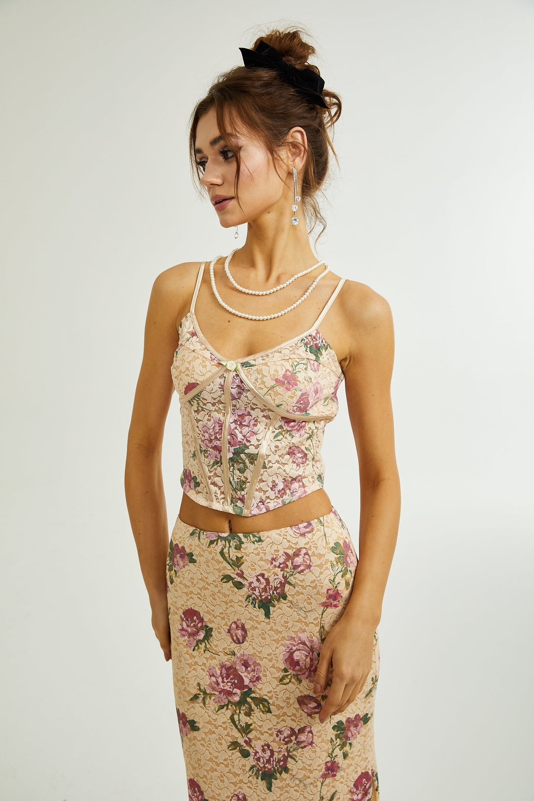 Levoire | Haut De Gilet Imprimé Floral & Ensemble De Jupe Assorti