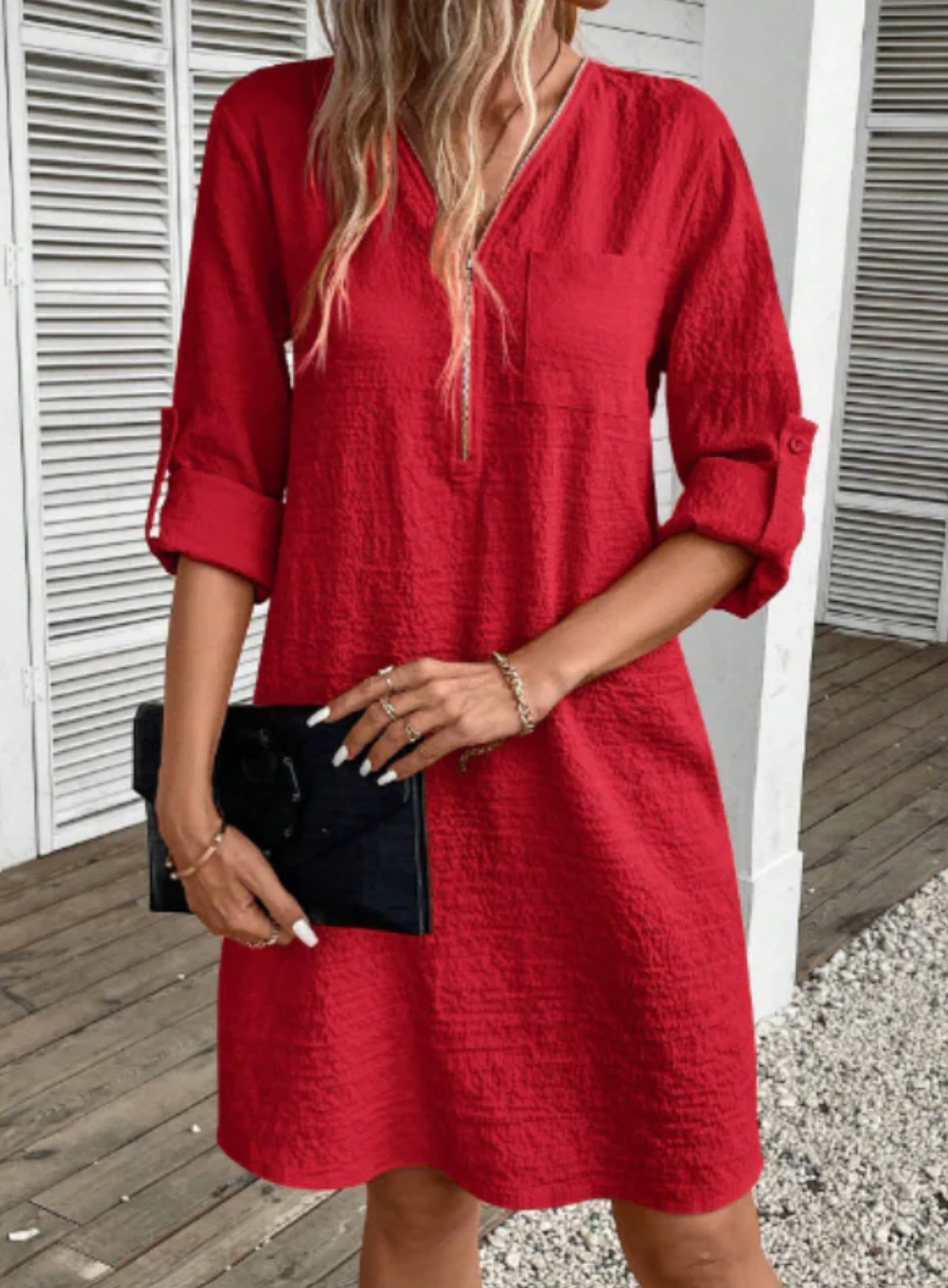 Levoire | Robe D'Été Manches Courtes Décontractée Élégante Robe Rot