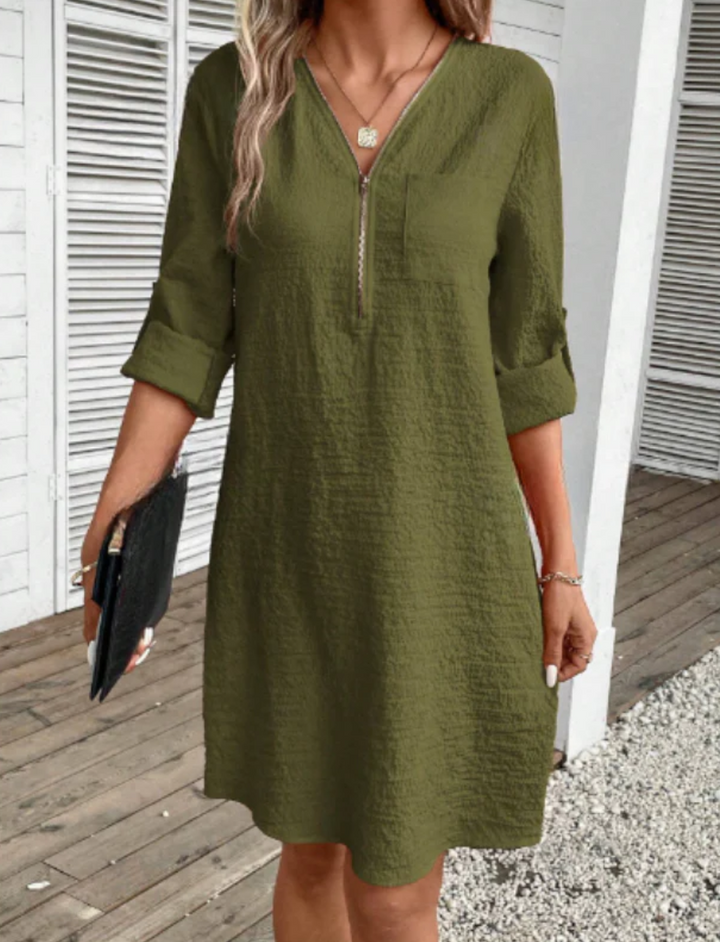 Levoire | Robe D'Été Manches Courtes Décontractée Élégante Robe Vert