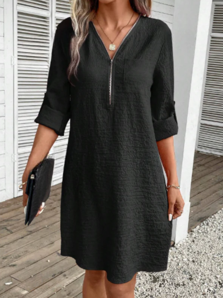 Levoire | Robe D'Été Manches Courtes Décontractée Élégante Robe Noir