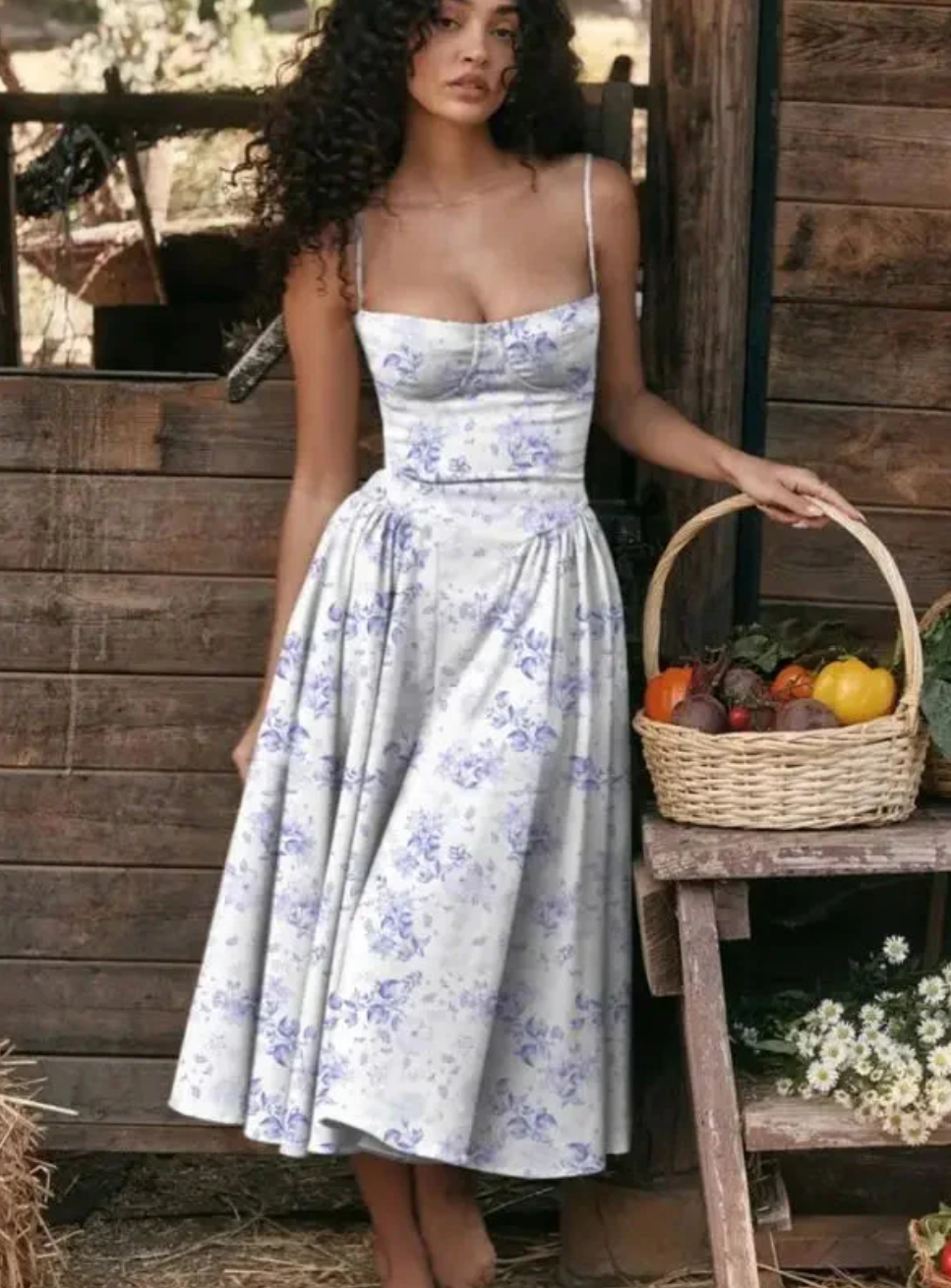 Levoire | Robe D'Été À Col En V Élégante Décontractée Légère Robe Bleu clair
