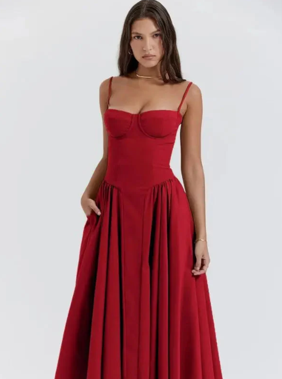 Levoire | Robe D'Été À Col En V Élégante Décontractée Légère Robe Rot