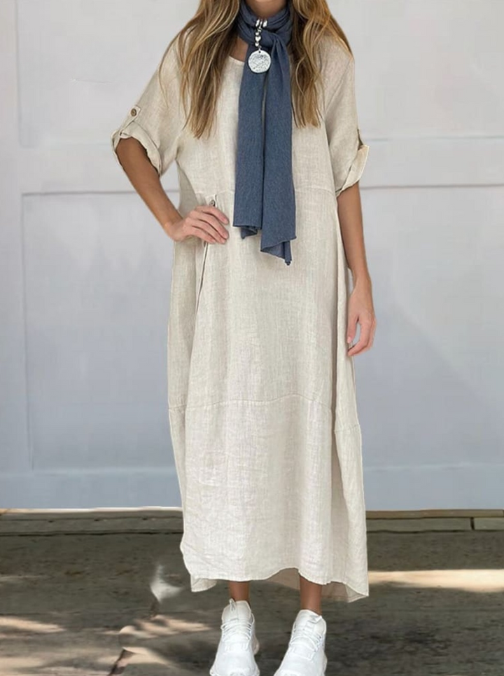 Levoire | Robe D'Été V Col Élégant Léger Style Blanc