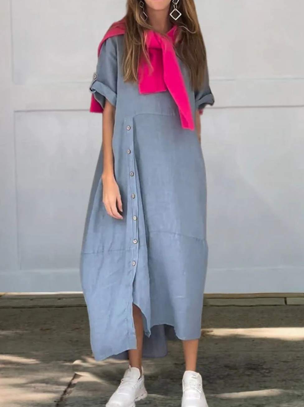 Levoire | Robe D'Été V Col Élégant Léger Style Bleu