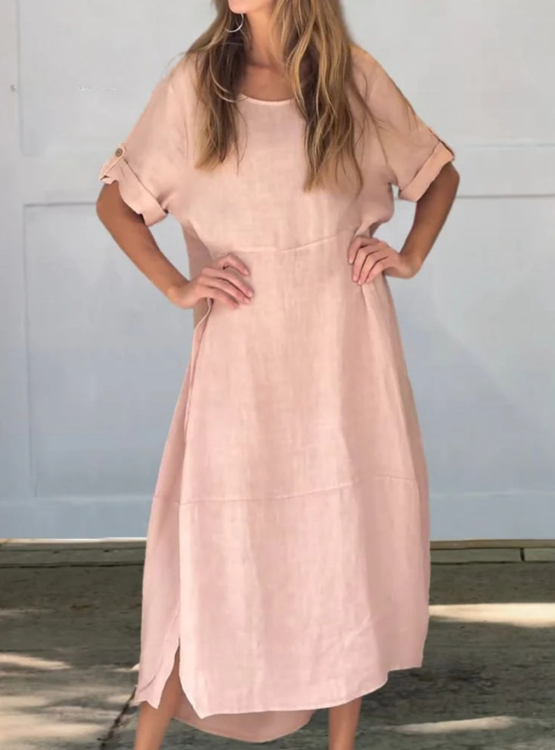 Levoire | Robe D'Été V Col Élégant Léger Style Rose