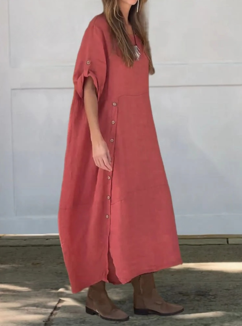 Levoire | Robe D'Été V Col Élégant Léger Style Rot